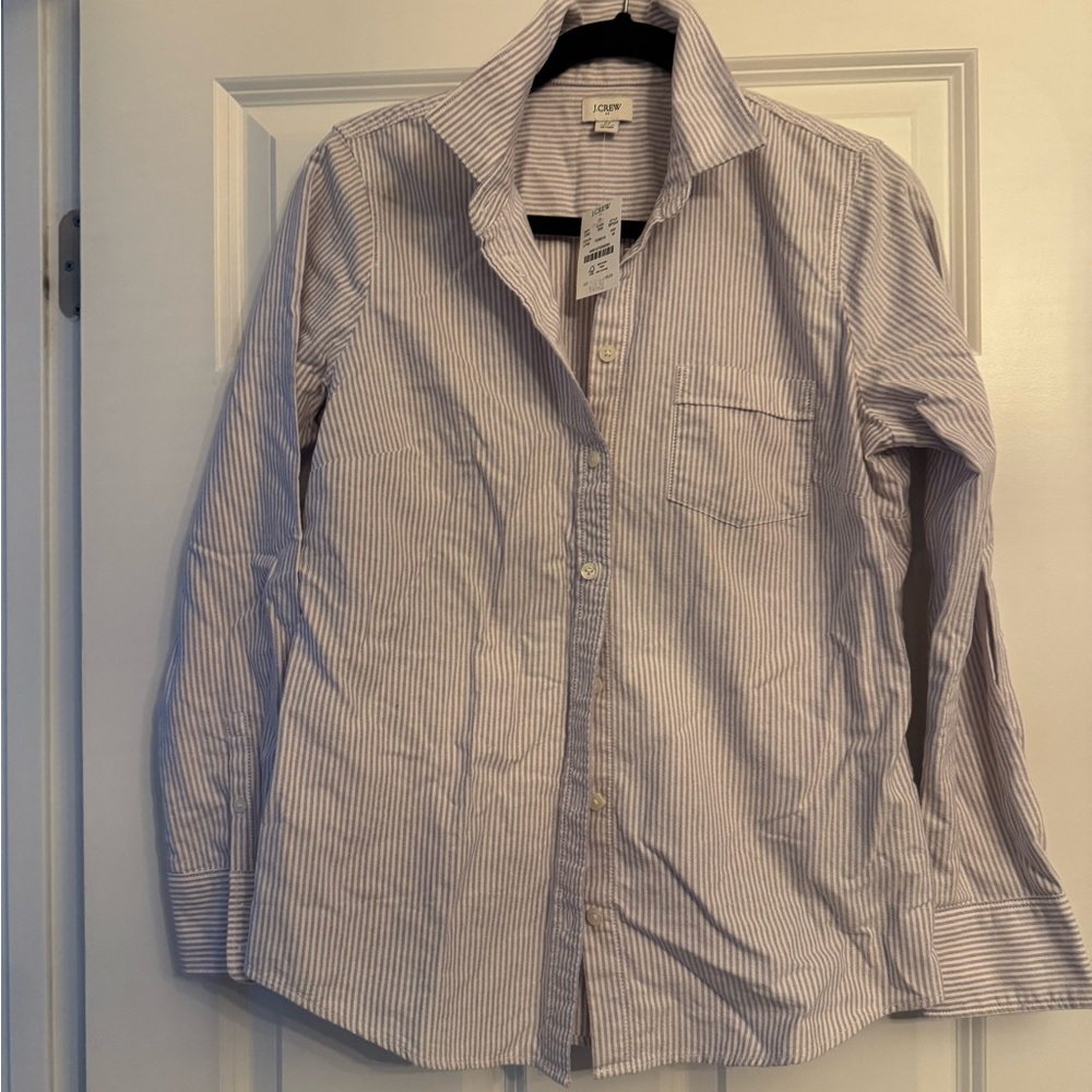J.Crew Purple and White Striped Shirt